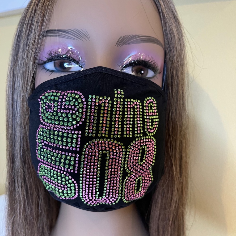 Alpha Kappa Alpha 1908 Bling Rhinestone Face Mask - Picture 5 of 6